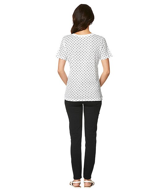 Linen T-Shirt - White / Navy Spot 2 of 5