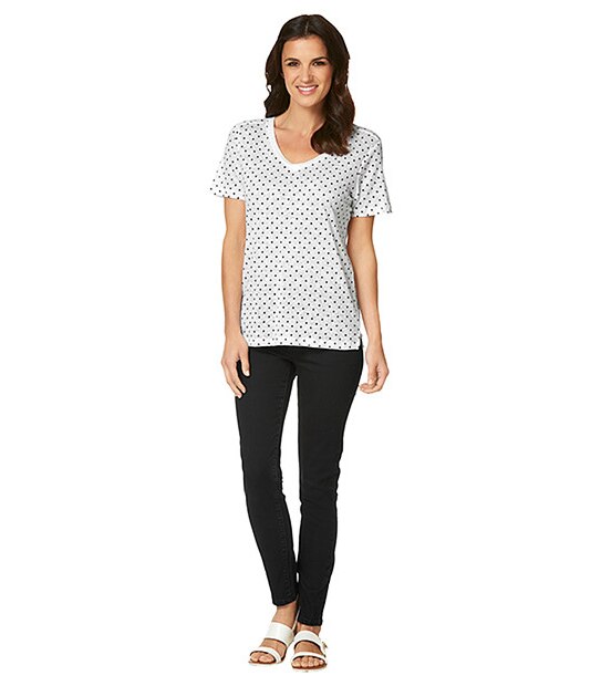 Linen T-Shirt - White / Navy Spot 3 of 5