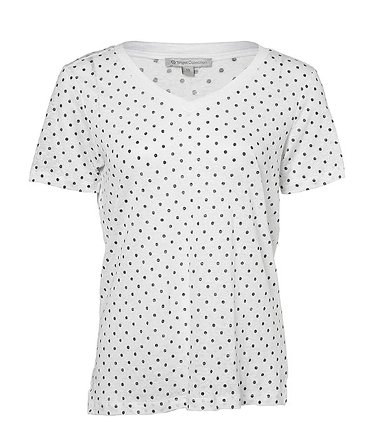 Linen T-Shirt - White / Navy Spot 4 of 5