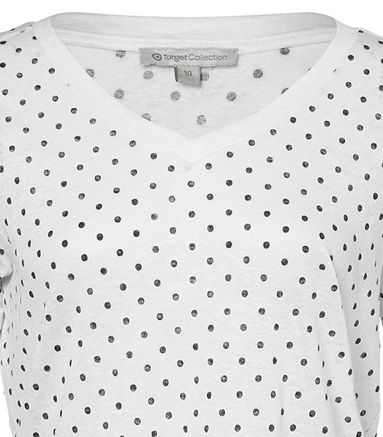 Linen T-Shirt - White / Navy Spot 5 of 5
