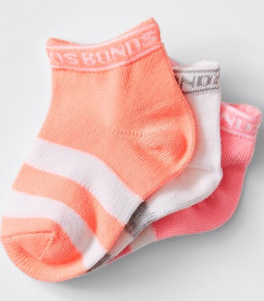 Bonds Baby Sportlet Socks 3 Pack - Orange/White/Pink Fluoro