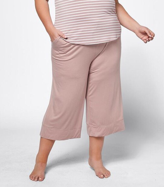 Extended Sizes 7/8 Length Bamboo Culotte Sleep Pants