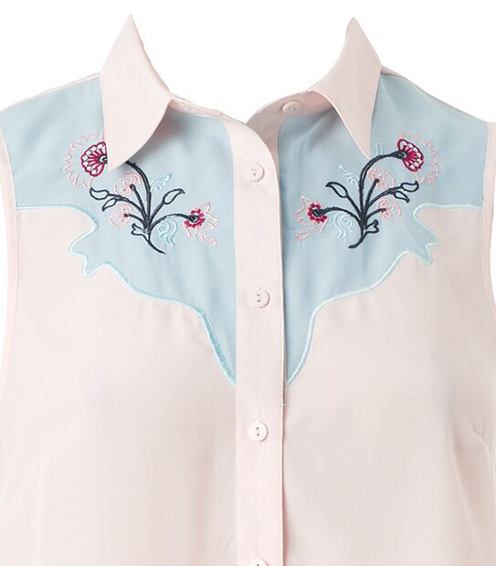 Free Folk Embroidered Western Shirt - Cream