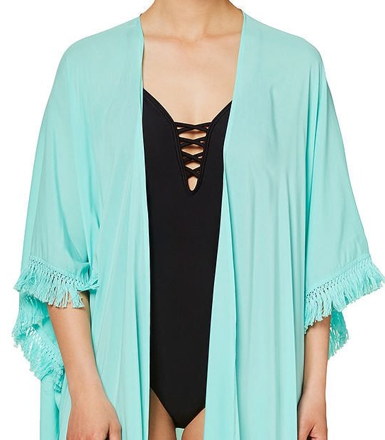 Colour Block Kimono - Aqua