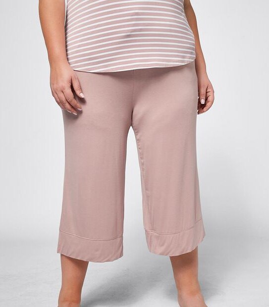 Extended Sizes 7/8 Length Bamboo Culotte Sleep Pants
