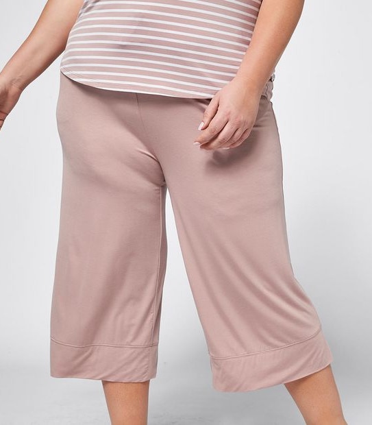 Extended Sizes 7/8 Length Bamboo Culotte Sleep Pants