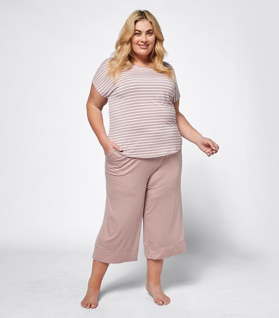 Extended Sizes 7/8 Length Bamboo Culotte Sleep Pants