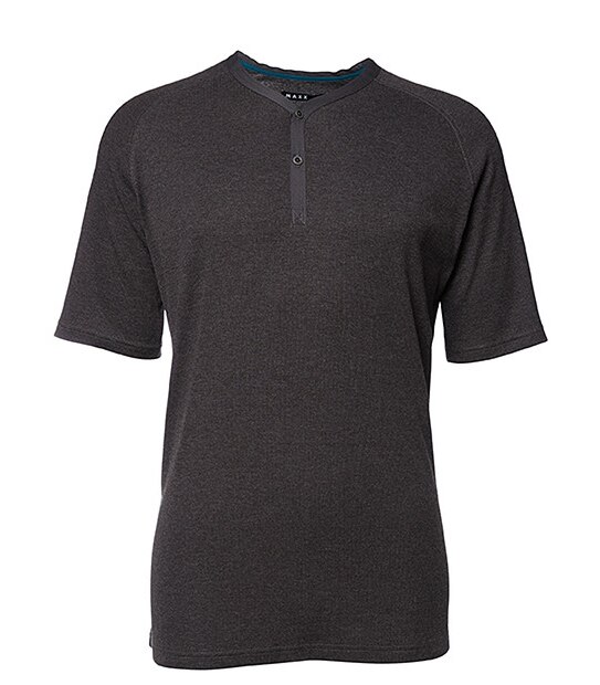 Men's Maxx Short Sleeve Rib Henley Sleep Top - Charcoal