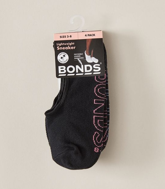 Bonds 4 Pack Lightweight Sneaker Socks - Black