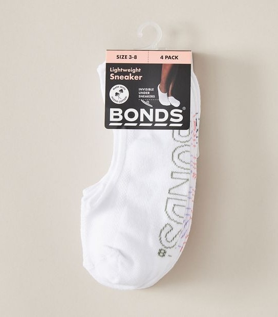 Bonds 4 Pack Lightweight Sneaker Socks - White