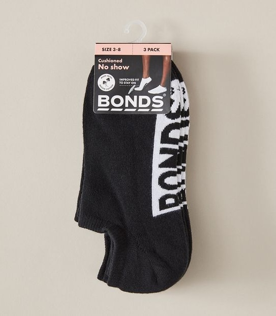 Bonds 3 Pack No Show Socks - Black