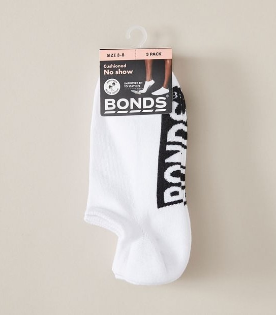 Bonds 3 Pack No Show Socks - White