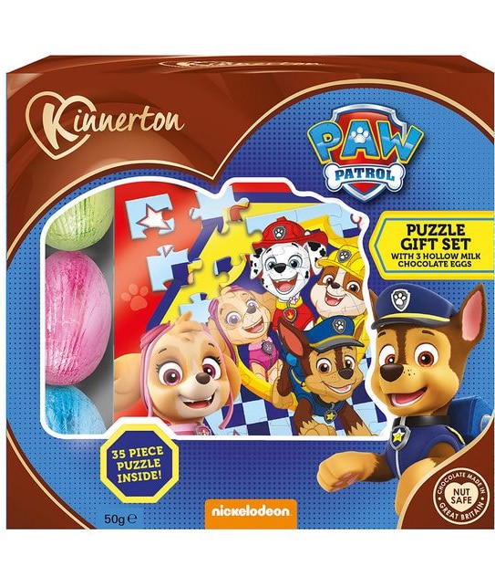 Paw Patrol Puzzle Gift Set With 3 Hollow Milk Chocolate Eggs - 50g