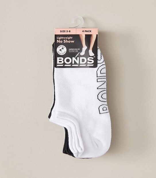 Bonds 4 Pack Lightweight No Show Socks - Multi