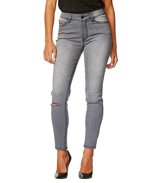 Dannii Minogue Petites 7/8 Ripped Jeans - Grey