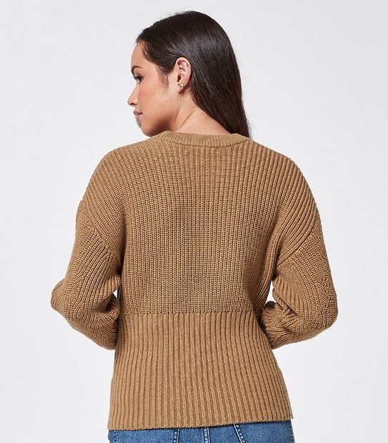 Dannii Minogue Petites Relaxed Fisherman Ribbed Jumper - Brown