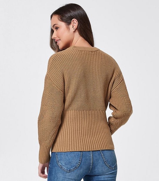Dannii Minogue Petites Relaxed Fisherman Ribbed Jumper - Brown