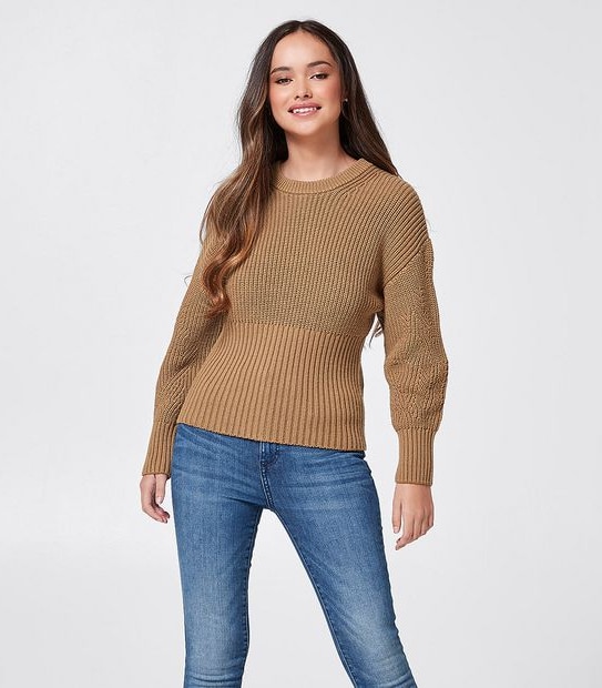 Dannii Minogue Petites Relaxed Fisherman Ribbed Jumper - Brown