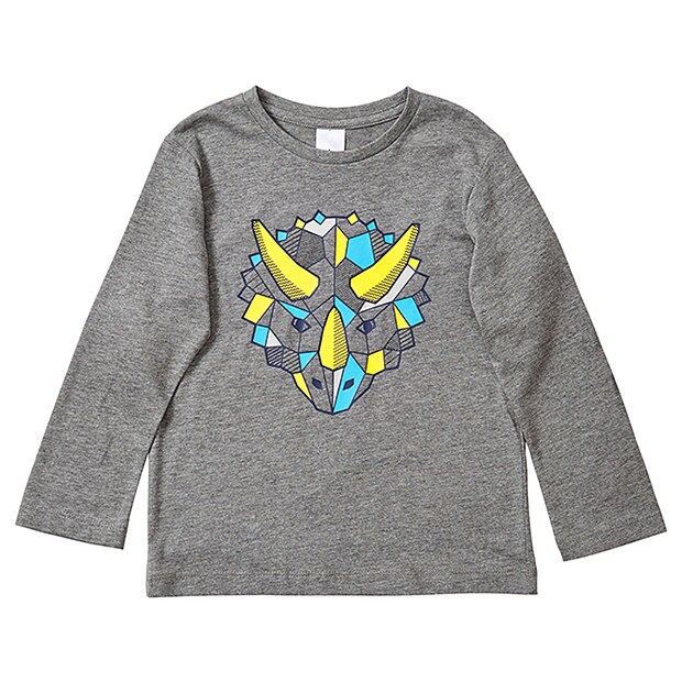 Long Sleeve Geometric Dinosaur Print T 