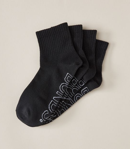 Bonds 4 Pack Lightweight 1/4 Crew Socks - Black