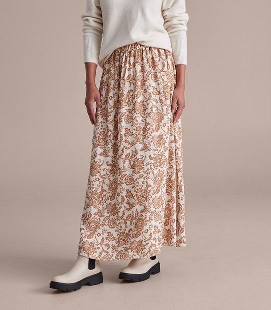 Linen Blend Skirt with Side Splits