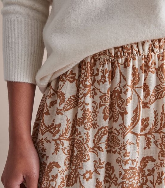 Linen Blend Skirt with Side Splits