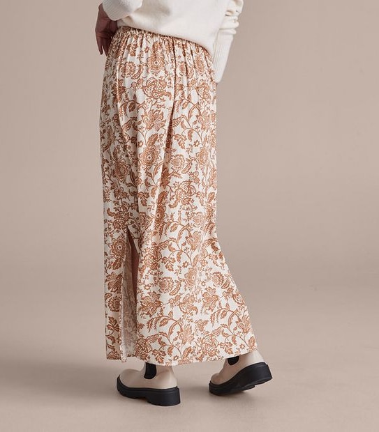 Linen Blend Skirt with Side Splits