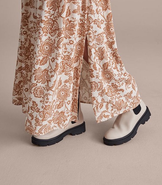 Linen Blend Skirt with Side Splits