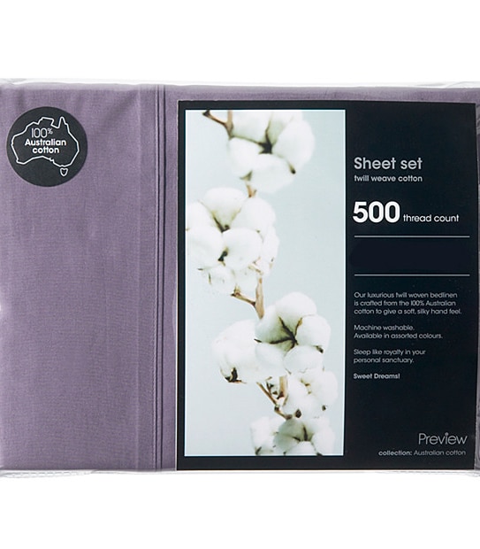 500 Thread Count Australian Cotton Sheet Set - Plum
