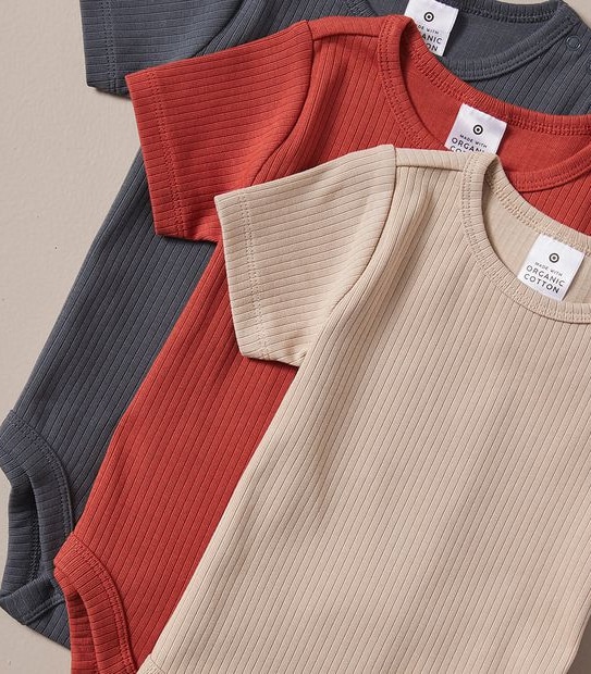 3 Pack Baby Organic Cotton Bodysuits