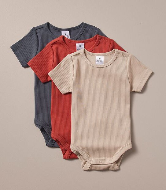 3 Pack Baby Organic Cotton Bodysuits