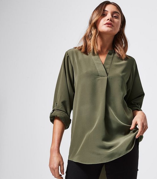 Grandad Pop Over Tunic Top - Grape Leaf Green