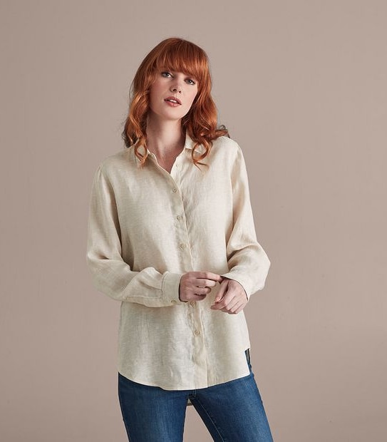 European Linen Long Sleeve Shirt - Jadeite Cross Dye