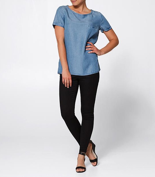 Tencel Woven T-Shirt - Chambray 3 of 4