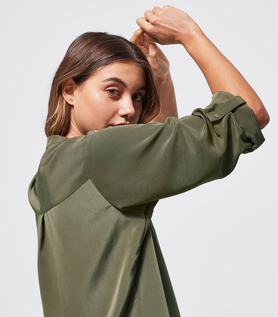 Grandad Pop Over Tunic Top - Grape Leaf Green