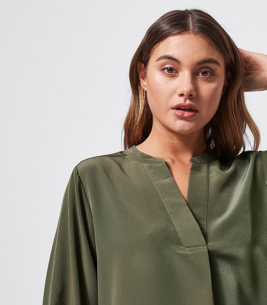Grandad Pop Over Tunic Top - Grape Leaf Green