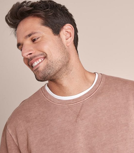 Garment Dyed Fleece Crew Neck Jumper