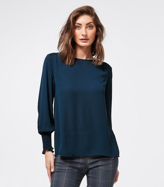 Preview Relaxed Smock Shoulder Shell Top - Ink Blue