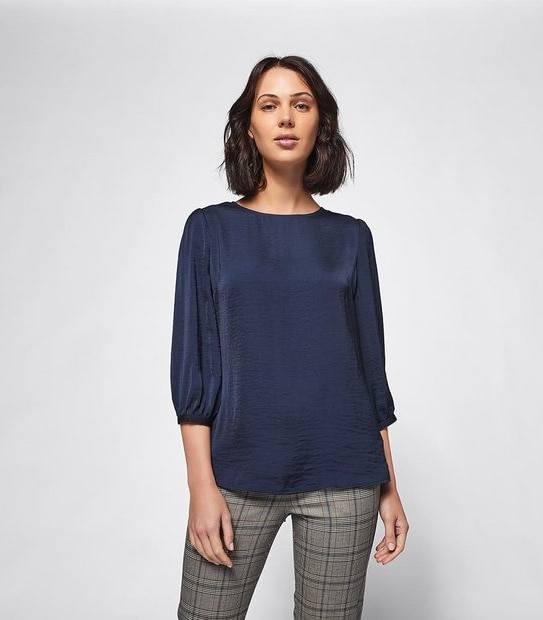 Preview Hammered Satin Shell Top - Midnight Blue