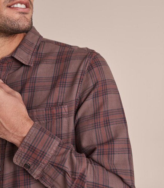 Long Sleeve Garment Dyed Check Shirt