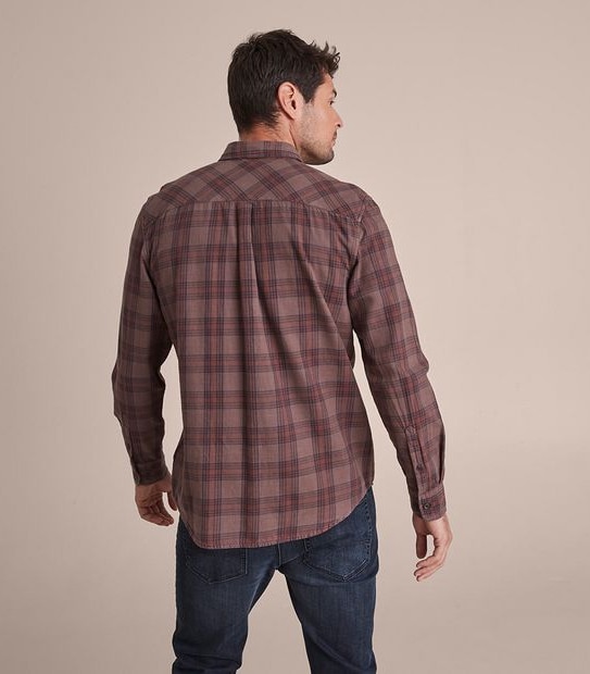 Long Sleeve Garment Dyed Check Shirt