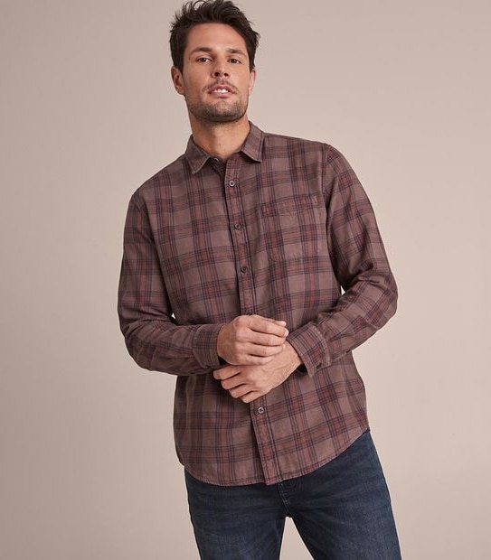 Long Sleeve Garment Dyed Check Shirt