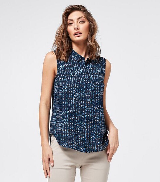 Preview Sonia Relaxed Blouse - Blue Textured Spot