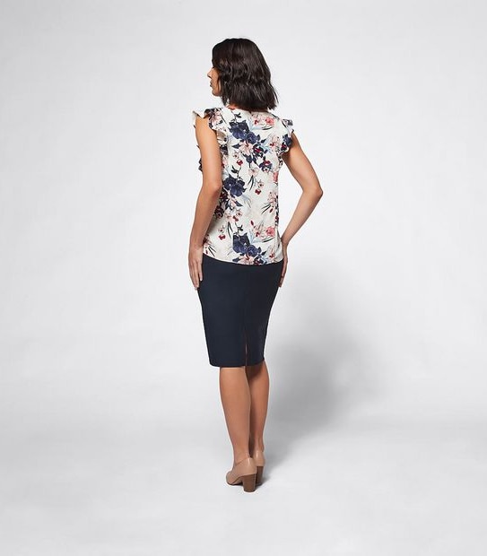 Preview Flutter Sleeve Shell Top - Coral Floral