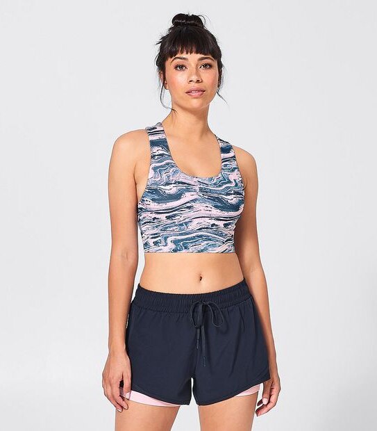 Active Double Layer Shorts - Navy Blue/Pink