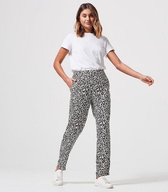 Pull On Tapered Pants - Leopard Print
