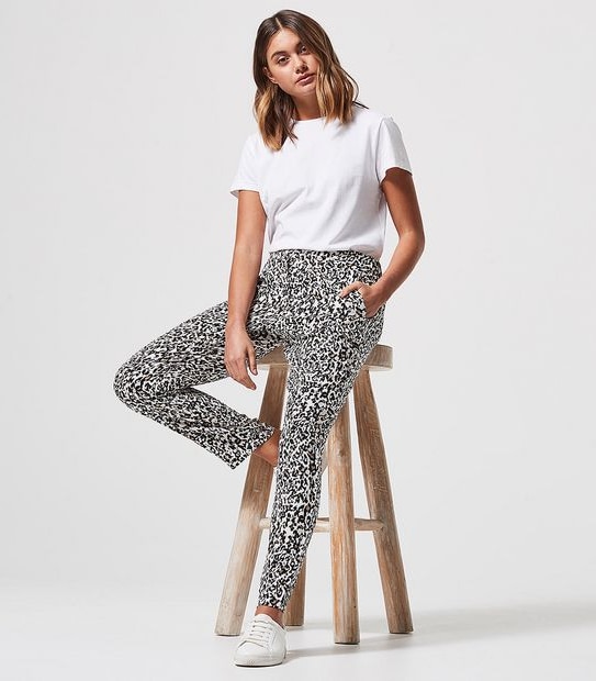 Pull On Tapered Pants - Leopard Print