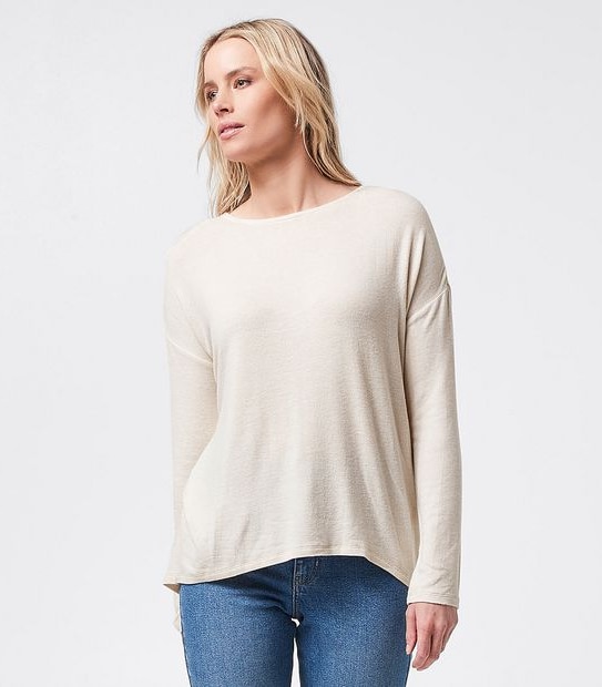 Lily Loves Long Sleeve V-Back Jumper - Oatmeal Marle