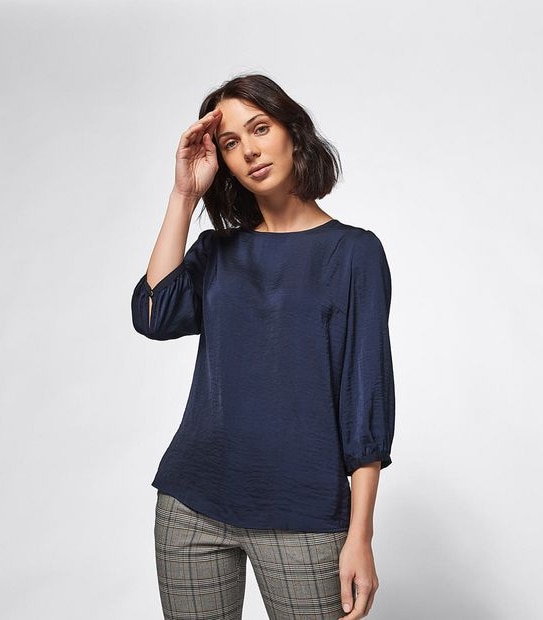 Preview Hammered Satin Shell Top - Midnight Blue