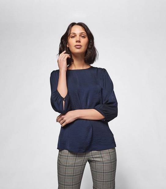 Preview Hammered Satin Shell Top - Midnight Blue